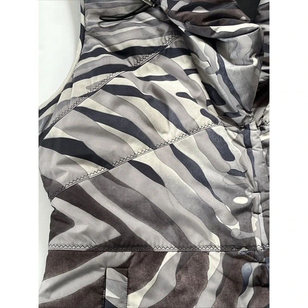 Elie Tahari Camo Puffer Quilted Vest Mock Collar Pockets Sz M Spring Evening - Picture 10 of 16